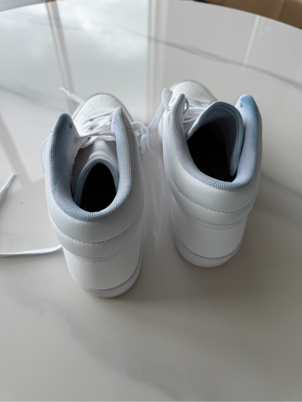 adidas Kids White High-Top Sneakers with Light Gray Lining - Picture 3 of 8